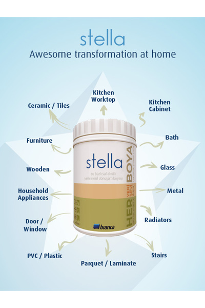 Bianca Stella Su Bazlı Saf Akrilik Boya Antik Beyaz 0,5Lt