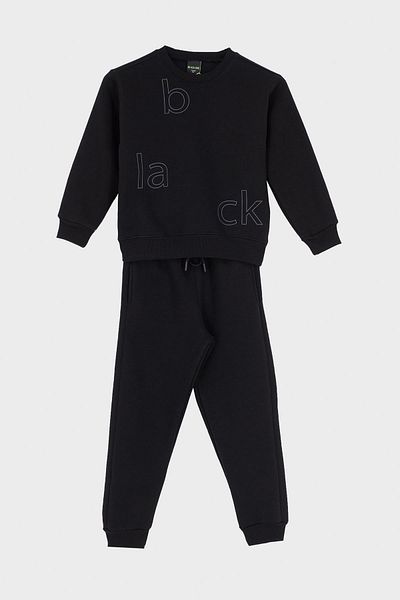 Black One Σετ Παιδική Αθλητική φόρμα Unisex Crew Neck Three Iplilk Thick Fabric