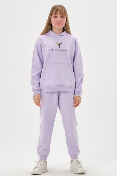 Black One Κέντημα με κουκούλα Λεπτομερές σετ φόρμας για κορίτσια