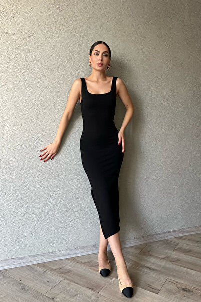 Seda Yalçın Atelier Μίντι φόρεμα με μαύρο τετράγωνο λαιμόκοψη