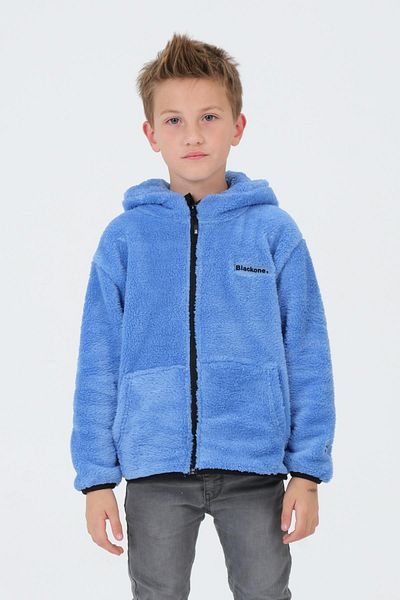 Black One Embroidery Detailed Plush Hooded Cargo Pocket Top