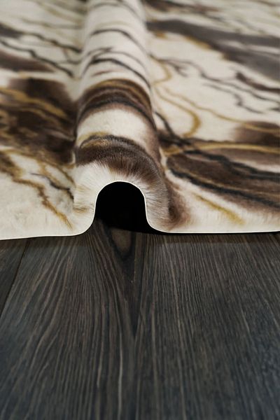 Prizma Non-Slip Marble Single Bathroom Rug and Mat - Brown (75X110) cm