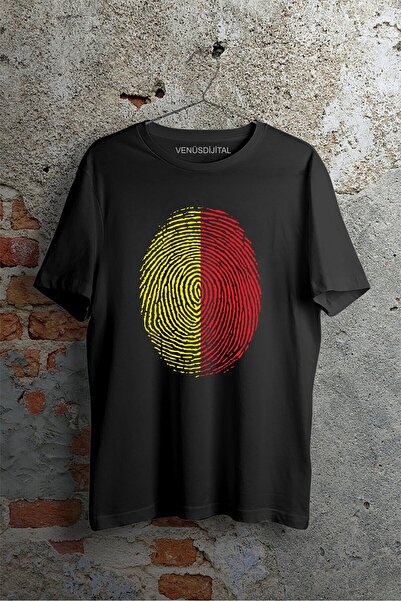 venüsdijital تي شيرت مطبوع عليه بصمة الإصبع باللون الأصفر والأحمر للجنسين