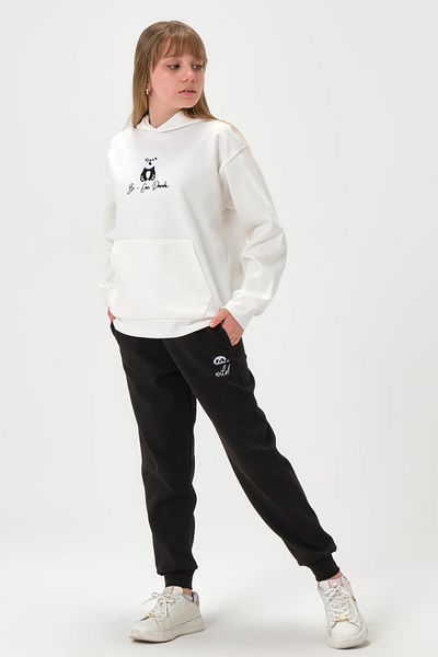 Black One Κέντημα με κουκούλα Λεπτομερές σετ φόρμας για κορίτσια