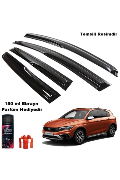 caraks Fiat Egea Cross Uyumlu Mügen Cam Rüzgarlığı 2021 Sonrası 4 Lü Takım Ko...