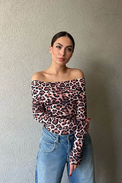 Seda Yalçın Atelier Leopard Madonna Collar Snap Bodysuit