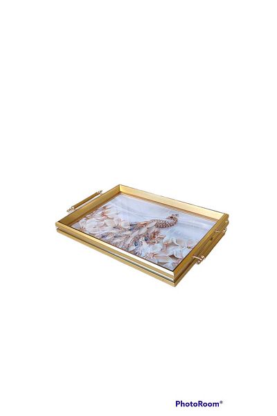 Kosova 272 Lux Rectangular Tray 50*31 Cm Gold