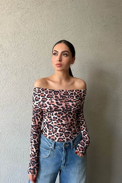 Seda Yalçın Atelier Leopard Madonna Collar Snap Bodysuit