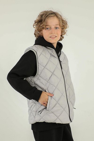 Black One Елек за момче с двоен джоб и диамантена шарка