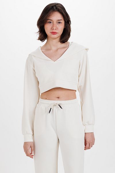 Ecrou Γυναικείο εκρού με κουκούλα Crop Ultra Soft Sweat
