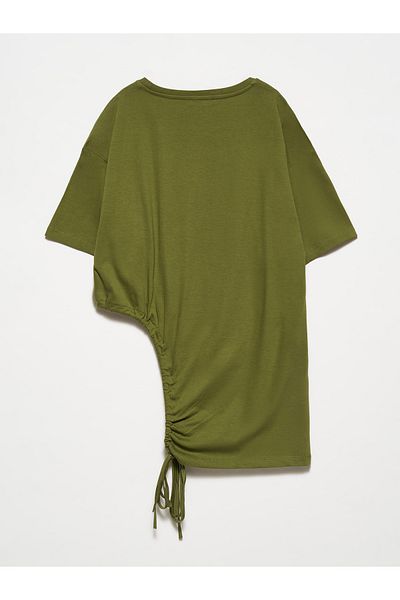 Dilvin 30184 Tričko s bočným zberom-Khaki
