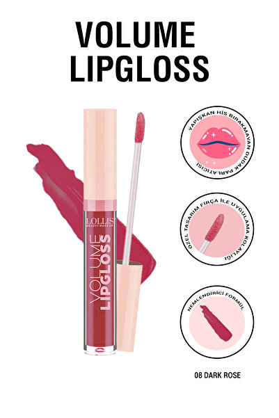 Lollis Volume Lipgloss 08 Dark Rose / Dudak Parlatıcı 08 Dark Rose
