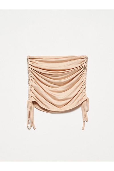 Dilvin 20680 Crop Top-Beige