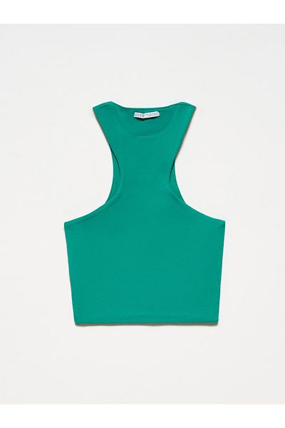 Dilvin 20645 Crop Top-Green