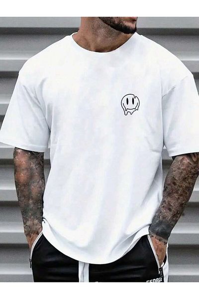 AFROGİYİM Μπλουζάκι Unisex Small Smile με ψηφιακή εκτύπωση Oversize