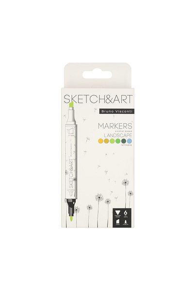 Bruno Visconti Sketch&art Double Sided Marker Pen 6 Colors-landscape