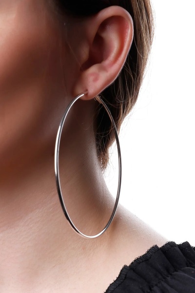 Boox99 Large Size Hoop Earrings Silver Color