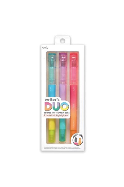 Ooly Writer's Duo Çift Uçlu 3’lü Set - Dolma Kalem ve Highlighter