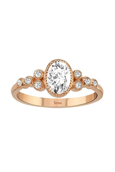 Sirius Pırlanta Pırlanta ve Oval Beyaz Topaz Taşlı Dora Yüzük