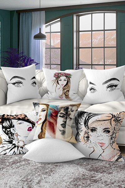 Nish & Royal Set de huse de pernă cu două fețe, design special, din 7 piese