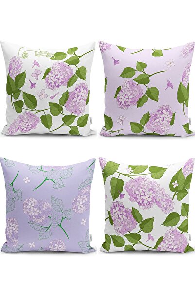 Nish & Royal Modern Pillow and Cushion Cover Set with Hydrangea Flower Patter...