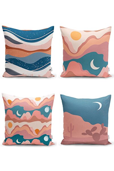 Nish & Royal Set of 4 Digital Printed Decorative Pillow and Cushion Covers wi...