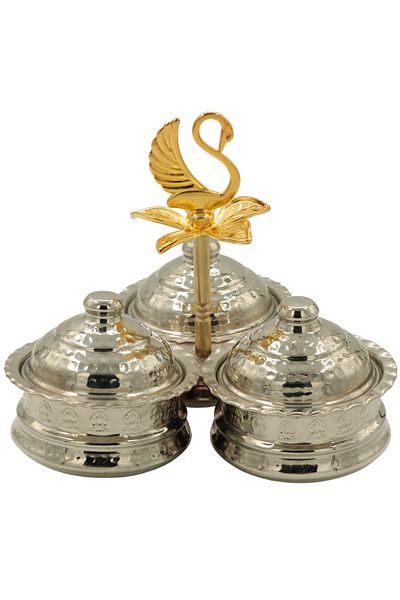 ANTEPSEPETİ Silver Plated 3-Piece Copper Spice Rack