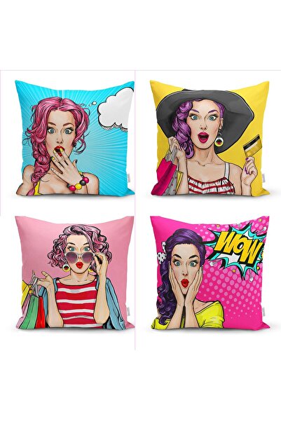 Nish & Royal 4-Piece Fashion Girl Concept Decorative Pillow Cushion Cover