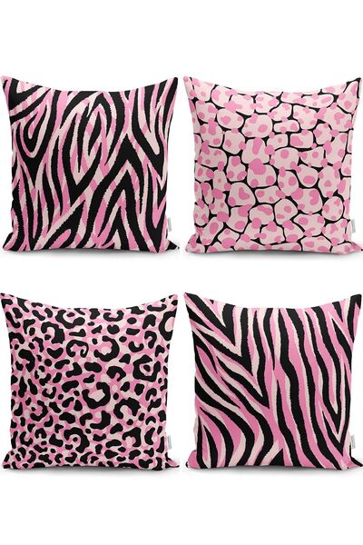 Nish & Royal Renkli Zemin Üzerinde Zebra Desenli Modern Yastık Kırlent Kılıf ...