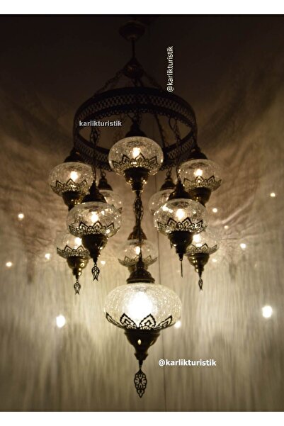 karlıkturistik Otantik Sarkıt Avize 10+1 Restorant Aydınlatması Tavan Lambası Osmanlı Lazeri
