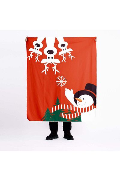 The Lucid Lab Snowman and Deers Fleece TV Blanket