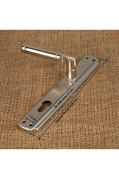 KOLDOOR Can Aynalı Nikel Saten Yale Çelik Kapı Kolu Sağ Basar Tek Yön