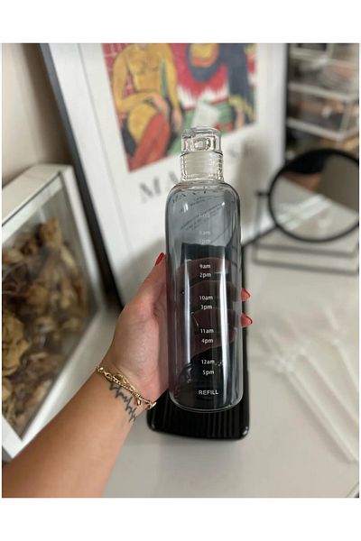 İNCEGİL HOME Glass water bottle 500ml,borosilicate glass leak-proof water bottle