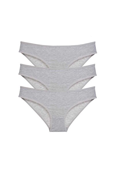 TREND 3 Pieces Super Eco Set Lycra Women's Slip Panties Gray