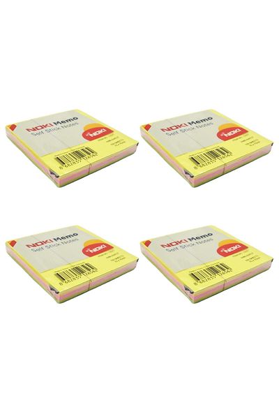 Noki Memo Stick Notes 75x75 mm Cube Neon Adhesive Note Paper 100 Sheets 4 Pieces 12042