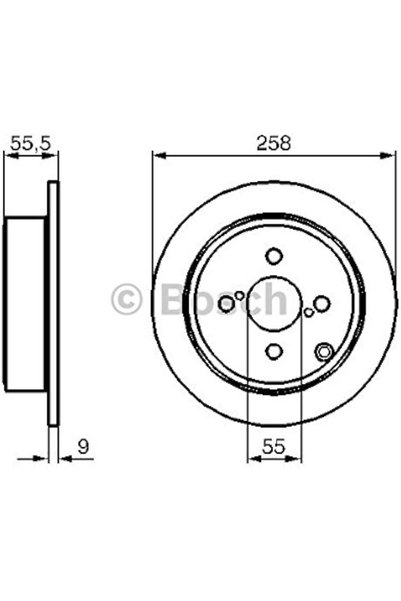 Bosch FREN DISKI ARKA 258mm TOYOTA COROLLA E12 1.4 1.6 1.8 02->