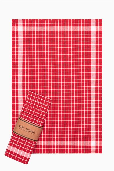 Denizli Concept Red/White Checkered 5-Piece Drying Cloth - Multi-Purpose Kitchen & Picnic Napkin - 45X65Cm