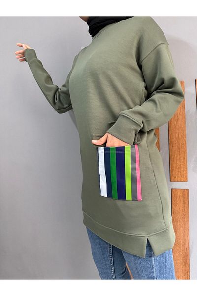 SMN Karen Kardaş Boutique Hijab Pocket Color. Fabric Sweetshirt