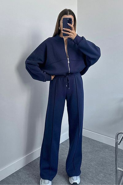 MıRNaV BuTiK Γυναικείο σετ φόρμας με τρία κλωστές Navy Blue