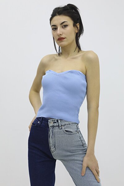 TREND Lycra Knitwear Bustier Blue - P-019895