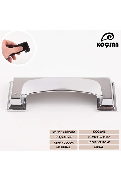 KOÇSAN Hisar Chrome 96 mm Handle Luxury Country Kitchen Furniture Cabinet Drawer Handle
