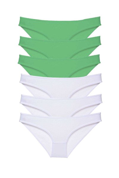 TREND 6 Pieces Eco Set Lycra Women's Slip Panties Green White