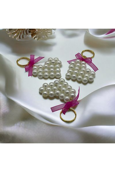 Hobimos Pearl Heart Keychain 3 Pieces