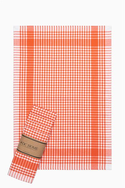 Denizli Concept Gingham Σετ 5 Πορτοκαλί Πανάκια - Πολλαπλών Χρήσεων Κουζίνας & Πικνίκ - 45 Χ 65 εκ.