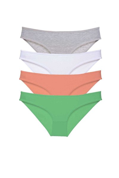 TREND 4 Pieces Super Eco Set Lycra Women's Slip Panties Gray White Powder Green