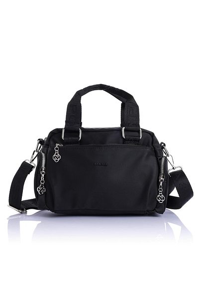 Getcho Rases Women's Black Satin Multi-Eye Functional Bag with Shoulder Strap and Cross Strap Suitable for Daily Use
