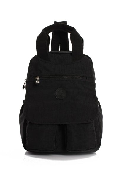 Getcho Varena Siyah Kadın Sırt Çantası Çok Gözlü Su Geçirmez Günlük Krinkıl L...