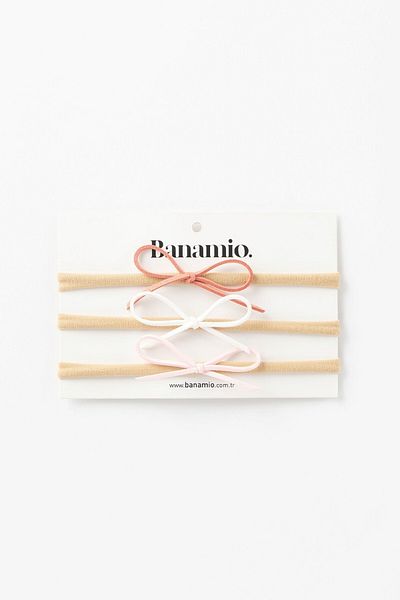 Banamio Nubuck Leather Bow 3-Piece Girl's Hair Band