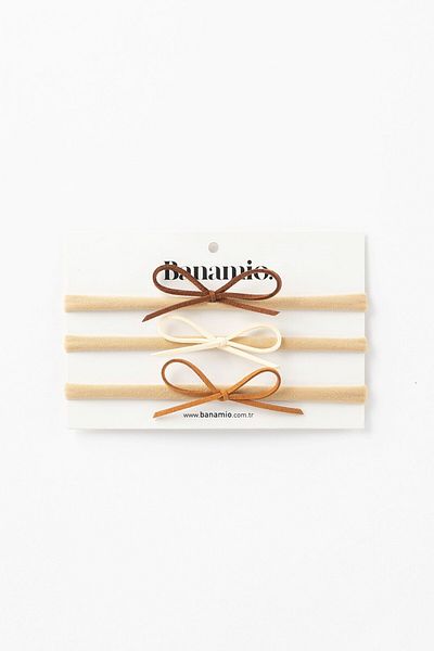 Banamio Δερμάτινο φιόγκο Nubuck 3 τεμαχίων κοριτσίστικο κεφαλόδεσμο
