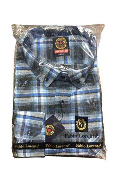 Nacar Erkek Mavi Uzun Kol Kalın Kışlık Baba Gömlek Rahat Kesim Kareli Oduncu ...